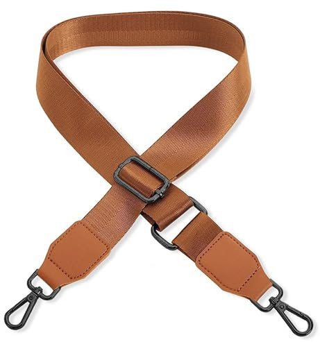 Schultergurt für Handtasche Laptoptasche - Braun [Metallfarbe: Silber] - Länge verstellbar 89-142 cm - Breite 3,8 cm - Ersatz Gurt Band Schulterriemen Strap Umhängegurt für Laptoptasche