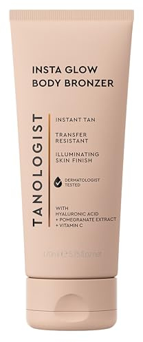 Tanologist Insta Glow Illuminating Instant Body Bronzer, Dermatologist Tested, Buildable Bronze Glow, Light Reflecting Particles, Transfer Proof & Water Resistant, Flawless Finish, 170ml