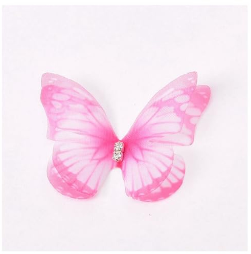 Rockreyoa 10 Stück 3D Schmetterling mit Strasss Organza Bunt Schmetterling Dekostoff Glitzer Schmetterlingsflügel Ornament für DIY Nähen Kleidung Applikationen Haarspangen Wandkunst 6#