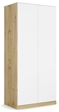 Rauch Möbel NIDDA, Kleiderschrank, Farbe Weiß/Eiche Artisan, Breite 91 cm | Schrank, Kinderkleiderschrank, 2-türig, Push-to-open, für Schlafzimmer, Babyzimmer, Garderobe