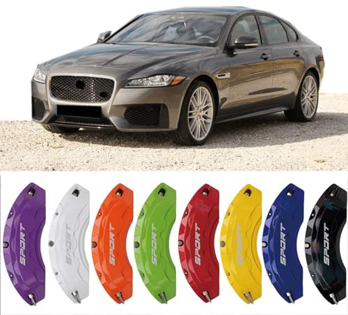4pc Brake Caliper Covers Compatible Front Rear 18/19/20/21/22 Wheel Size for Jaguar XF Accessories (Orange)