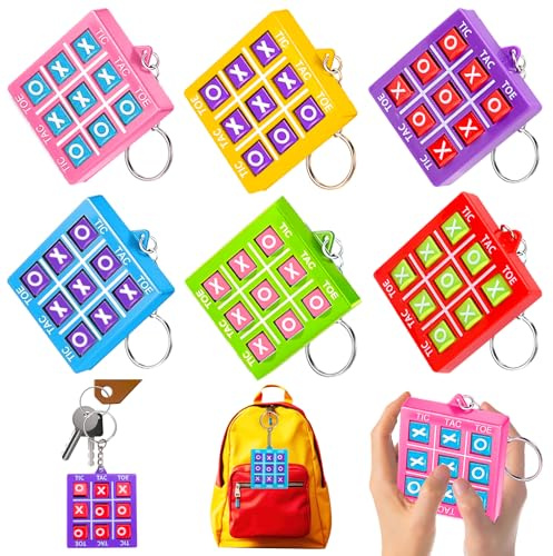 24PCS Tic Tac Toe Game Birthday Summer Party Favors Goodie Bags Stuffers for Kids 3-5 4-8 8-12 Classroom Treasure Chest Carnival Prize Box Toys Bulk Keychain Pinata Filler Return Gifts for Girl Boy