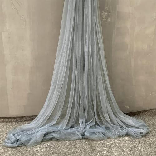 Anevous 5m x 150cm Tüllstoff zum Nähen, Soft Tüll Stoffe Meterware, Netzstoff Dekostoff zum Dekorieren, Tülldekostoff Drapierstoff für Hochzeit Vorhänge Kleid Tüllrock Torbogen Zeremonie Deko,Grau
