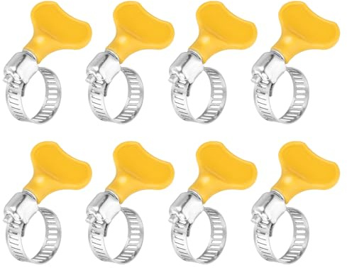 sourcing map Lot de 8 colliers de serrage à vis sans fin en acier inoxydable, 13-19 mm (1/2 à 3/4) réglables à vis moletée type clé colliers de serrage pour conduite de carburant, bande passante de