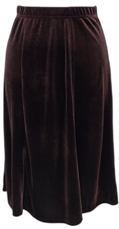 Gonna longuette da donna, in velluto, elasticizzata, svasata, elegante, casual, da lavoro, Marrone scuro, 44
