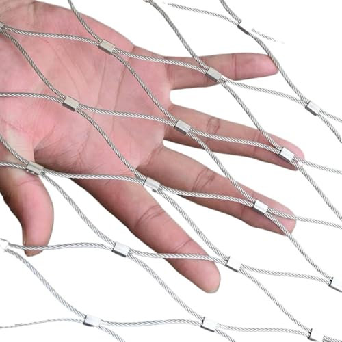 ZBORAVPIX Malla Flexible para balaustrada de Cable, Red de Cuerda de Acero Inoxidable, Malla de Alambre for cercas, Red de protección for escaleras, Red Tejida for jardín(1x2m)