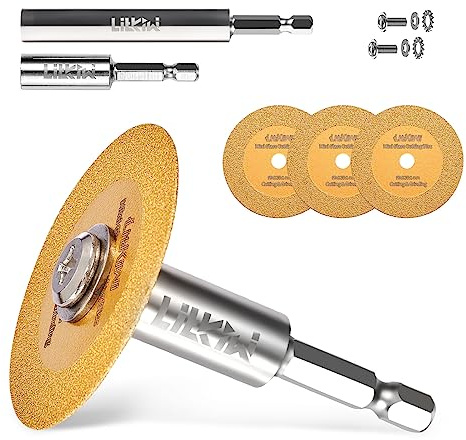 LitKiwi Mini Glasses Cutting Disc,1mm Ultra-Thin Diamond Cutting Blade Wheel,with 2PCS 1/4Hex Shank,for Cutting Glass, Jade, Crystal, Ceramics and etc.