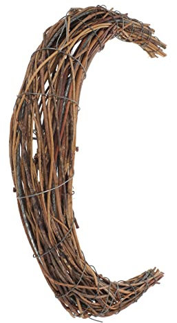 PartyKindom Mondförmiger Rattan Kranzring Aus Naturmaterial Selbstgemacht Deko Für Haus Garten Weihnachten 25cm Moon Wreath