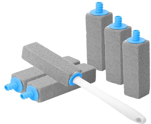 Kit da 6 Pietre Pomice per WC, Pietra Lavabile Sostituibile con Manico, Bastoncini di Pomice Naturale per Pulizia Bagno, Rimuovi Calcare da Gabinetto, Piscina e Superfici, Accessori Pulizia Casa