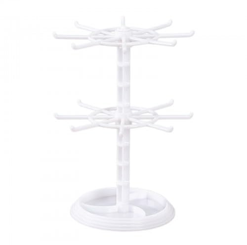 Ziyonix 2 Tier Rotating jewelry Display Stand Rotating Spinner Rack Jewelry Tree Stand Organizer Jewelry rotating Display Holder JEwelry Tree Stand for Women Girls Necklaces Bracelets Keychain, White
