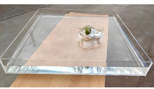 Plateau de Service en Acrylique, Plateau de Photographie en Acrylique, réservoir d'eau Peu Profond, Transparent, Plusieurs Tailles, épaisseur 5 mm, Design à 5 côtés(60x40x10cm/24x16x4in)