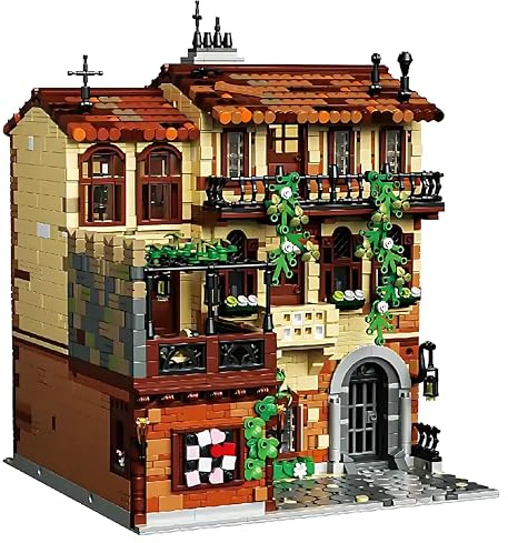 Mittelalter Architektur Bausteine Bausatz, 3800 Teile Klemmbausteine Modular House Modellbausatz, MOC Architektur Bausteine Haus Modell Bausatz, Architekturmodell Geschenk für Erwachsene