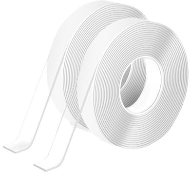 MSLSOZ 2 rollos de cinta transparente de doble cara, cinta adhesiva extraíble de doble cara, nano cinta de 2 cm de ancho, cinta multiusos reutilizable de 1 mm de grosor, utilizada para oficinas