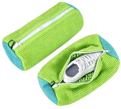 WUFANC Sacchetto Scarpe Lavatrice 2 Pezzi, Sacchetti Riutilizzabili con Cerniera Invisibile, Microfibra Sacca per Lavare Scarpe In Lavatrice Pulizia Completa a 360° per Sneakers e Scarpe Sportive
