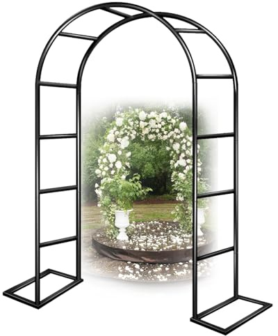 Arche de jardin en métal noir robuste pour plantes grimpantes, décoration de terrasse, idéale pour les mariages et les cours (3,5 x 2,20 m)