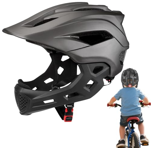 BommFu Casque Intégral Vélo Enfant - Équipement De Protection Tête Ajustable avec Visière | Casque Moto pour - pour Moto Tout Terrain Motocross Course De Montagne Sport Route