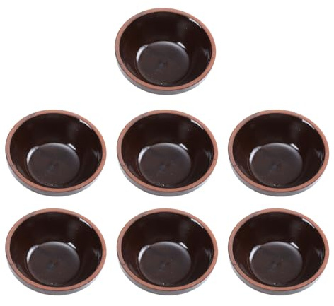 TOBBOMEY Tazones De Barro Cerámico 7 Piezas, Tamaño Mediano, Color Barro Natural, Aptos Para Vapor y Sopa, Ideales Para Uso Doméstico y Restauración, Juego Para Cocina y Comedor
