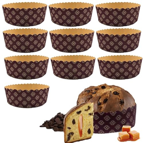 DHER 10 moldes de panettone de papel Panettone para tartas, para freidoras de aire, resistentes a altas temperaturas (A)