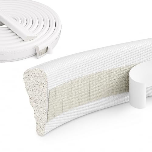 Burlete de cuña autoadhesivo para puerta y ventana corredera, aislante térmico y acústico, espuma alta densidad, para huecos 3,5-8 mm, 8 m blanco