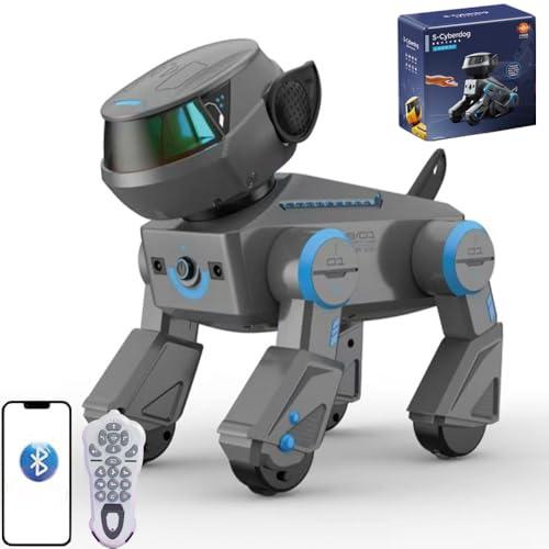 X-Verse RC Roboter Hund für Kinder Ferngesteuerter Spielzeug, Sprach und Interagieren, Programmierbarer Tanz Musik Roboterhund, Geschenke für Jungen, Mädchen 3-12 Jahren, Grau