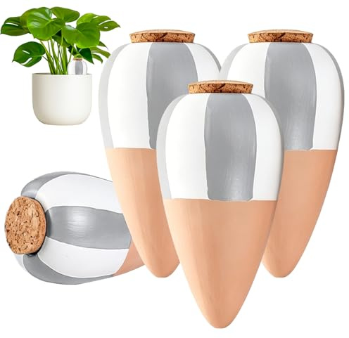 Oyas A Planter Terre Cuite, Lot de 4 Ollas Arrosage Automatique et Ecologique pour Plante d'Intérieur et d'Extérieur, Cône en Argile d’arrosage, Oyas a Enterrer Terracotta