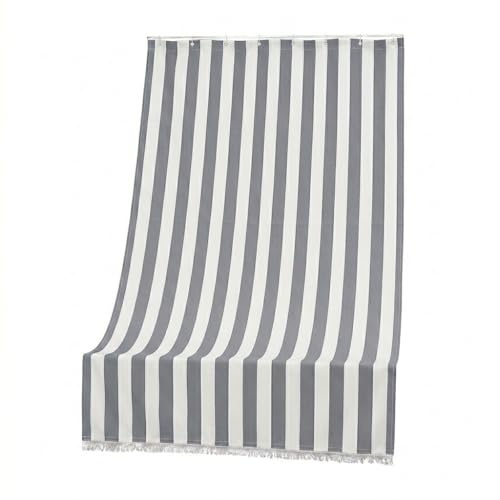fashion home Pagano Tenda Da Sole per Esterno con Anelli e Ganci,Tende da Sole per Balconi Terrazzo con Frange, Resistente e Lavabile, Righe (Grigio, 140X250 cm)