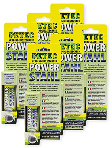 Petec_bundle 6X PETEC Power Stahl Knetmasse Flüssig Metall Kleber Metallkleber 50 G SB-Karte
