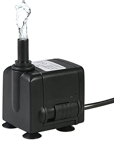 Decdeal Pompe per fontane Pompe d'acqua per acquario pompa acqua pompe per laghetti da giardino con 2 ugelli（450L/ H 6W）
