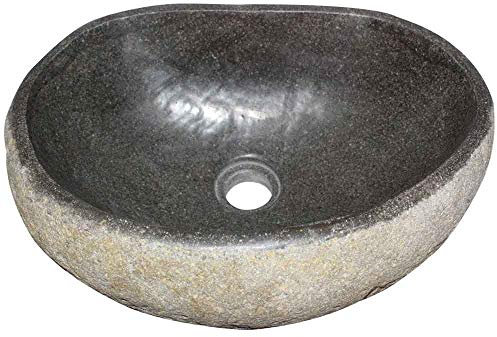 Petite vasque à poser en pierre naturelle galet rivière lave-mains Ø35cm env. CHOIX SUR PHOTOS