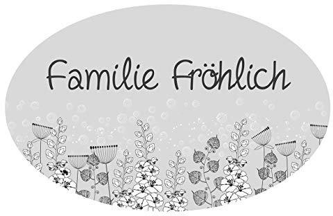 banjado® Namensschild Briefkasten personalisierbar/Briefkastenschild selbstklebend/Briefkasten Schild wetterfest/Briefkasten Beschriftung mit Namen oder Hausnummer Blumenweg