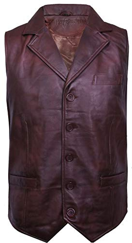Infinity Leather Hommes Gilet Cru en Cuir Marron à Puce Classique M