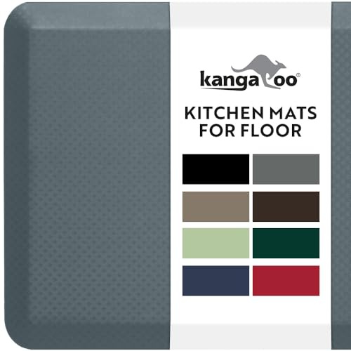 KANGAROO Anti Fatigue Mats for Kitchen Floor, Reduce Foot, Knee Pressure, 3/4 Inch Thick Cushioned Ergonomic Mat, Waterproof Comfort Rug for Under Sinks, Standing Desk, Store Floors, 20x32, Charcoal