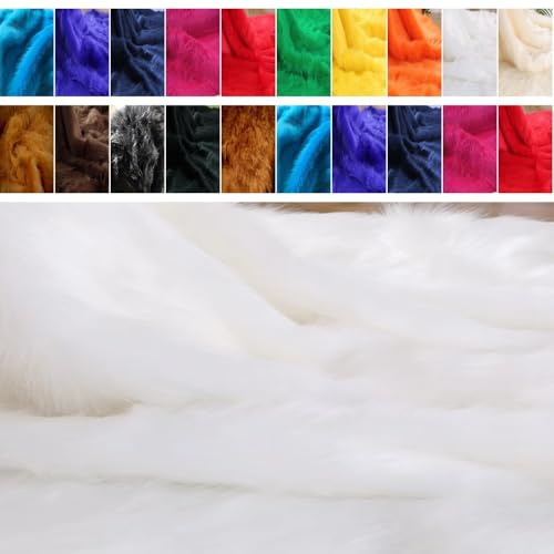 Fabrics-City weiß Kuschelfell Kunstpelz Teddyfell Langhaarfell zotteliges Fell Stoff für Nähprojekte, Dekoration & Kuscheldecken, Plüschstoff, Fellimitat, Webpelz, 2632