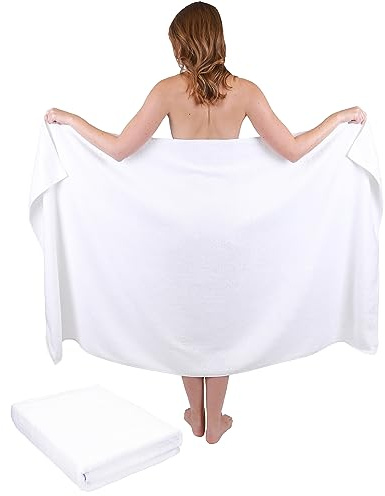 Betz 2 Teli da Bagno Asciugamani per la Sauna XXL Dresden 100% Cotone Misura 100x180 cm Colore Bianco - 1909000