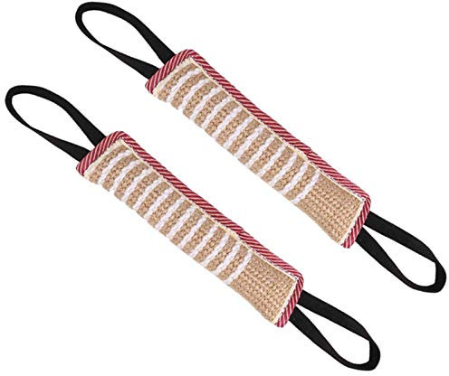 Opopark 2 Pieces Dog Bite Tug Toy, Durable Pull Toy with 2 Strong Handles for Medium to Large Dogs, Ideal for Tug of War, Fetch, Puppy Training & Interactive Play