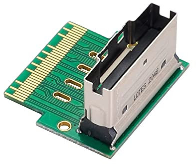 NFHK PCI-E Slimline SAS 4.0 SFF-8654 8i 74pin to SFF-8654 74pin Male to Female Extender Adapter Angled Test Tools