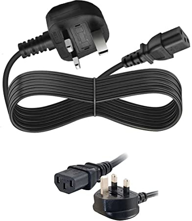 10 Meter Long UK Plug to IEC C13 Mains Power Cable for TV Samsung Panasonic Sony etc, Kettle, PC Monitor & Printer Lead Cord