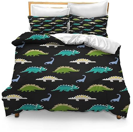 Horienteeon - Set copripiumino completo con dinosauri, per camera da letto, biancheria da letto, 2 federe, per ragazze e ragazzi e soggiorno