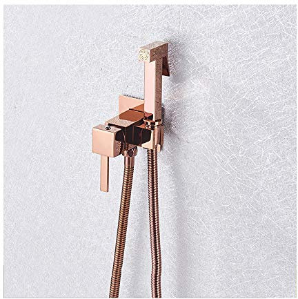 Spruzzatore per bidet con acqua calda e fredda, set di spruzzatori per doccia portatili in ottone per pannolini in stoffa, montaggio a parete, foro singolo, rubinetto per bidet e doccia per bagno, pe