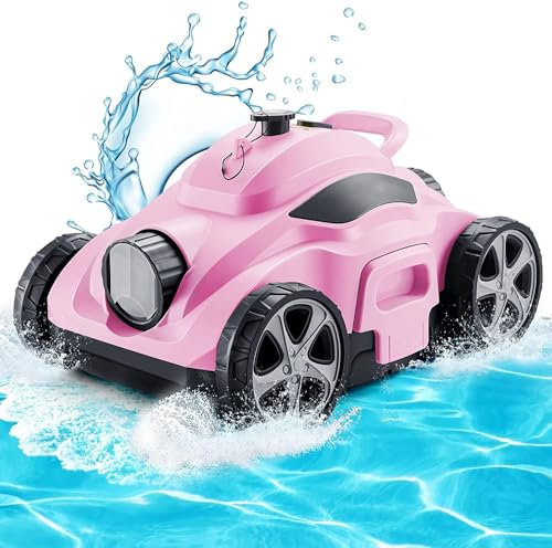 Robots nettoyeurs de piscine, robot nettoyeur de piscine sans fil, aspirateur de piscine automatique, aspiration puissante, avec poignée supérieure et filtre, double moteur, idéal pour piscine plate