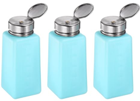 QUARKZMAN 3 st. alkohollösningsmedelsdispenser, 250 ml (8,5 oz) tryckvätska, tätningsmedel i rostfritt stål för aceton, rengöringsmedel, nagellack, blå