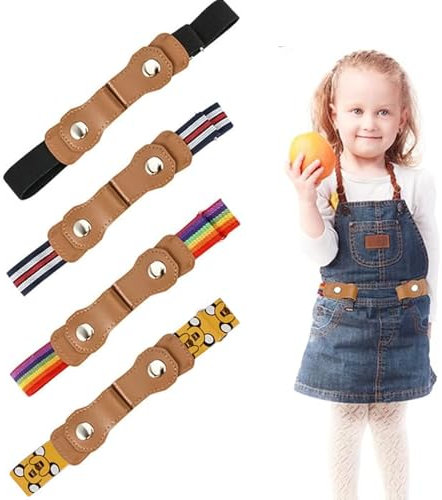Shengxi 4 Pièces Ceinture Élastique Sans Boucle - Réglable et Extensible 35-80cm pour Enfants, Garçons, Filles - Invisible pour Jean, Pantalon, Robe (4 Couleurs)