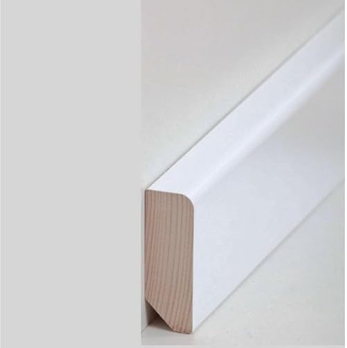 Sockelleiste Massivholz 20 x 58 x fallende Längen bis ca. 2400 mm Massivholz Weiß zum Kleben, Schrauben & Nageln Fußleiste by PROVISTON 2.4 Meter | 1 Stück