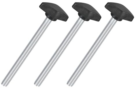 QUARKZMAN 3pz Manopole ad Alette a T Viti a Farfalla, M8 x 100mm Vite Serraggio Manopola Filettata Maschio Acciaio al Carbonio 36mm Dia. per Sostituzione Manopola Serraggio a Mano, Nero