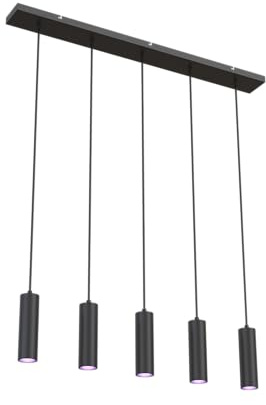 CALEX Smart LED Pendelleuchte, GU10, 5-flammig, höhenverstellbar, RGB-Farben & kalt- bis warmweiß Licht, dimmbar, WLAN App- & Sprachsteuerung, Matt Schwarz