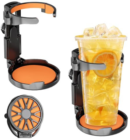 2 Pièces Porte gobelet Voiture, Pliable, Réglable de Haut en Bas, Porte-gobelets Pliables, Stable et ne Tombe Pas, Convient à différents Types de Tasses de Hauteur (Orange)
