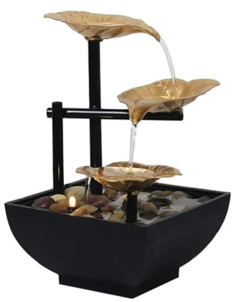 Zimmerbrunnen Eisen Kleiner Desktop-Brunnen Innenwasser Lotus Dekoration Zen Meditation Ornament Tischbrunnen