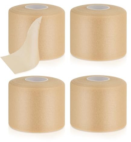 4 Rollen Schaumstoff Sports Tape,Hautfarbe Sporttape,Atmungsaktive Sports Tape,Pre Wrap Stirnbänder für Knöchel Handgelenke Hände und Ellbogen Knie,Vermeidung von Hautverletzungen (6cm x 200cm)