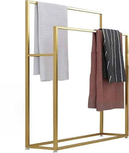 HynJGih Toallero Independiente, Soporte de Metal for Toallas, Soporte for Toallas de 2 Niveles con 2 Barras for Dormitorio y Sala de Estar, Dorado
