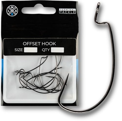 LMAB Offset Hook - Offset Haken in Größen #4 bis 5/0, Angelhaken, Wide Gap Haken zum Finesse Angeln mit Texas Rig & Carolina Rig, zum Raubfisch Angeln auf Barsch, Zander und Hecht (Hakengröße 5/0)